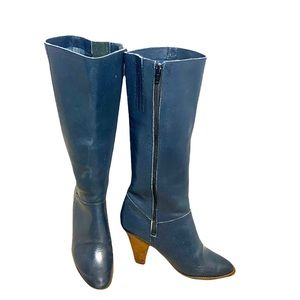 90's Candies slate blue knee high leather boots 7M